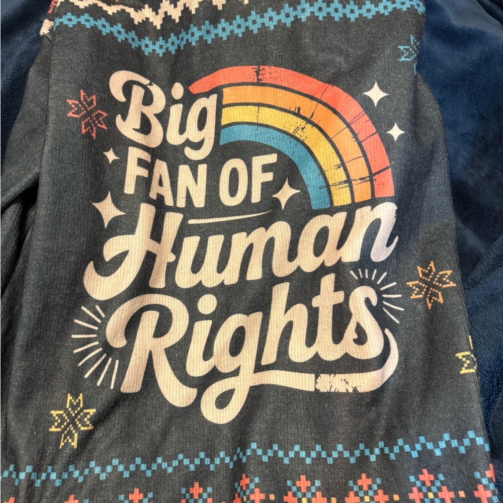 Colorful Retro/Distressed Graphic Tee with Human Rights Design